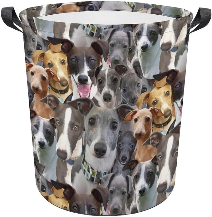 Italian Greyhound Print Laundry Basket, Funny Pet Dog Laundry Hamper, Collapsible Organizer Basket Storage Bin for Bedroom Clothes, Gifts for Italian Greyhound Mom Dog Lover Owner