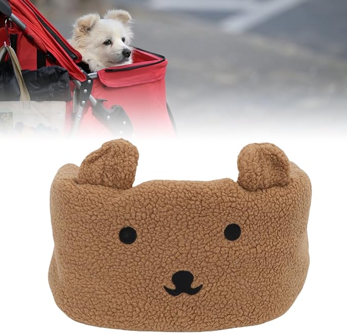 SUNGOOYUE Pet Stroller Guard, Soft Breathable Cotton Polyester Pet Strolling Front Section Cover for Winter (Brown)
