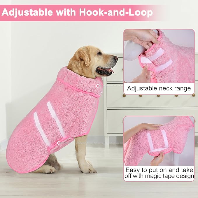 Dog Bathrobe Super Absorbent Dog Towels Large Quick Drying Robes for After Bath Soft Adjustable Warm Keeping Dogs Towel(S-XXL)