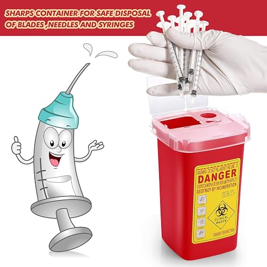 Chumia 50 Pcs 1 Quart Sharps Container,Small Needle Container Disposal | Sharps Containers Bulk for Home Use, Locking Lid Secure Closure, Safe Needle Box Disposal, for Biohazard Syringes,Travel size