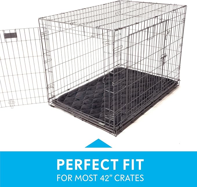 Paw Inspired Washable Padded Crate Mats for Dogs, Gray, 41x28 Inch | Fits 42-inch Kennels, Leakproof, Waterproof Bottom, Plush Dog Pad, Pet Bed