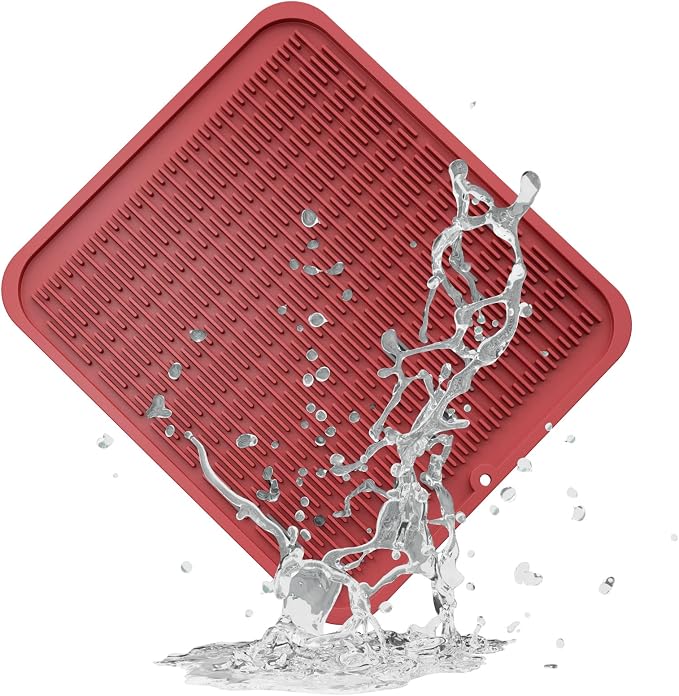 ZLR Oversized Silicone Dish Drying Mat for Kitchen, 16"x18", Lava Red | Family-Size Drainboard for Pots & Pans, Thick 4mm No-Curl, Heat-Resistant Trivet to 450°F, Non-Slip, Rolls to Store