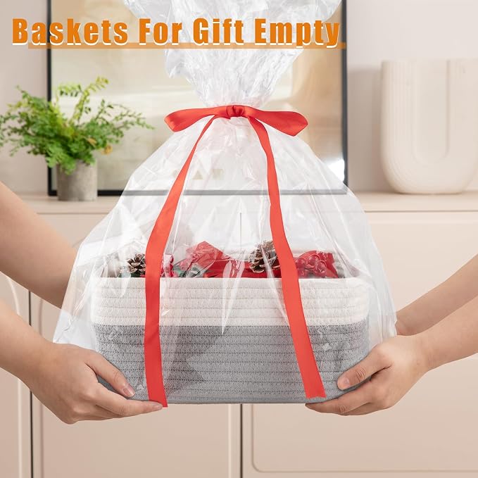 OIAHOMY 4 PACK 16L Storage Baskets for Organizing Storage Bins Grey | Small Bins for Shelves Small Storage Basket Shelf Baskets Organizer Baskets for Gifts Empty Cute Decorative Storage Bins
