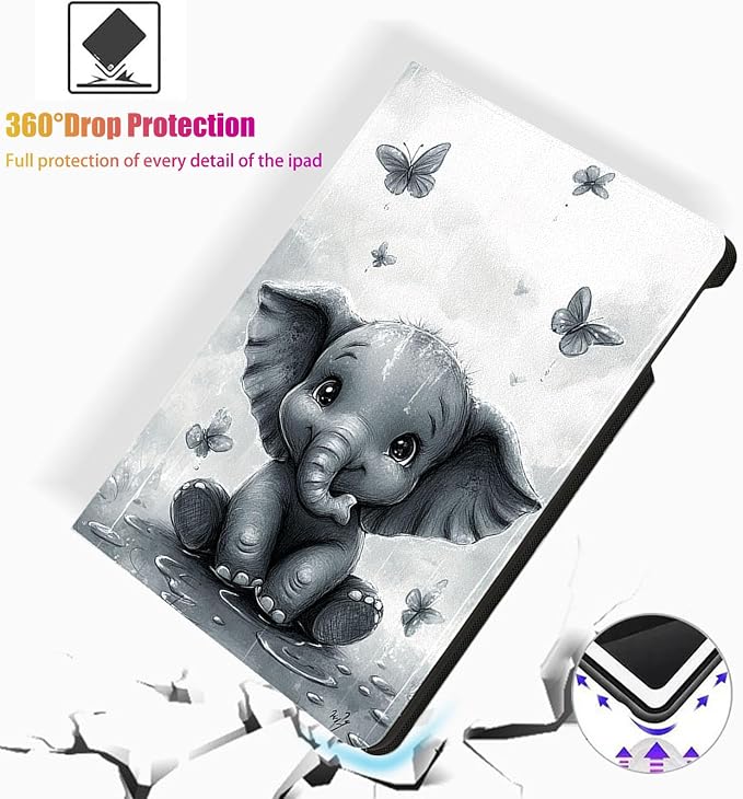 for Microsoft Surface Pro 8-13" 2021 Tablet Case,Auto Wake/Sleep,Adjustable Stand Protective Cover - Cute Elephant