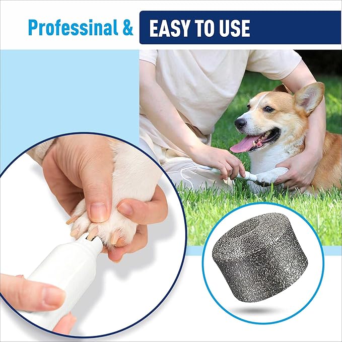 REXIPETS Dog Nail Grinder Replacement Head - Pet Nail Grinder Diamond Tip for Paws- 2 Pack Professional Dog Claw Grinder Bits Replaceable Diamond Nail Grinder Wheel (Short)
