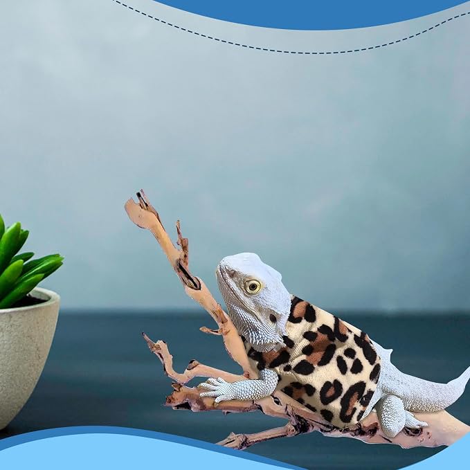 Lizard Clothes Bearded Dragon Hoodie Sweater Jacket Small Pet Costume Flannel Apparel for Reptiles Party Cosplay Props Chameleon Outfit Reptile Clothing Accessories（Leopard）