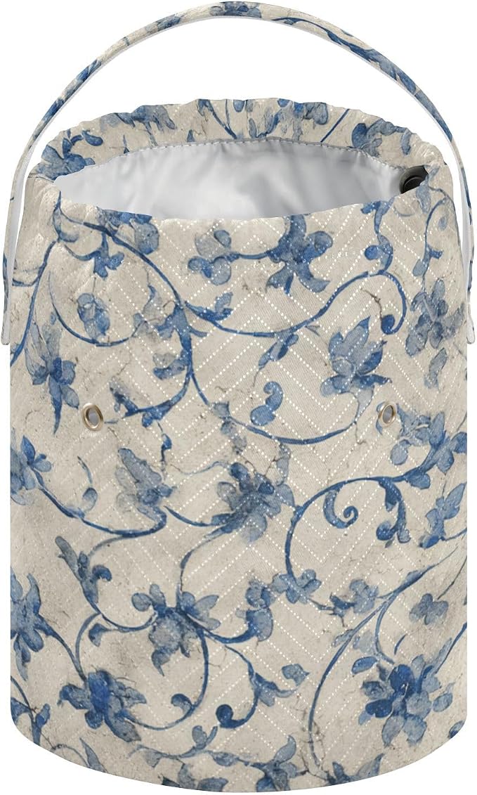 Tatenale Crochet Bag Yarn Bag Knitting Project Bag with Pockets and Handle Portable Yarn Storage Organizer Tangle Free 8.3x11 InchWatercolor Blue and White Flower21