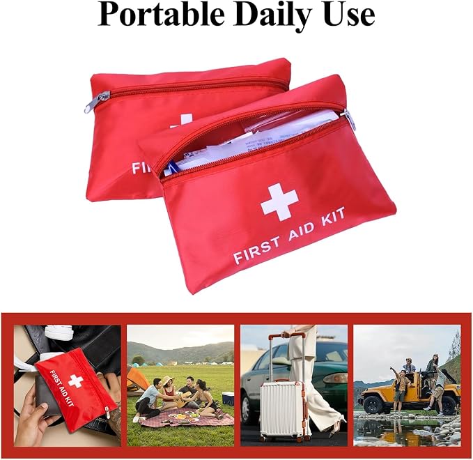 First Aid Bag Empty,Mini First Aid Pouch Empty,Mini First Aid Kit Bulk,Zipper Pouches for Emergency,Travel and Outdoor (Red 6 Pack, 4.3 * 6.3 inch)
