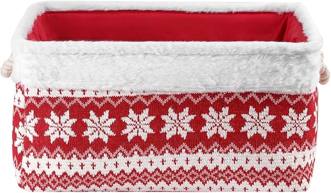 Christmas Basket Large Empty Christmas Baskets Red Christma Gift Baskets with Handles Holiday Storage for Gifts Holiday Decor for Baby/Kids/Nursery Room