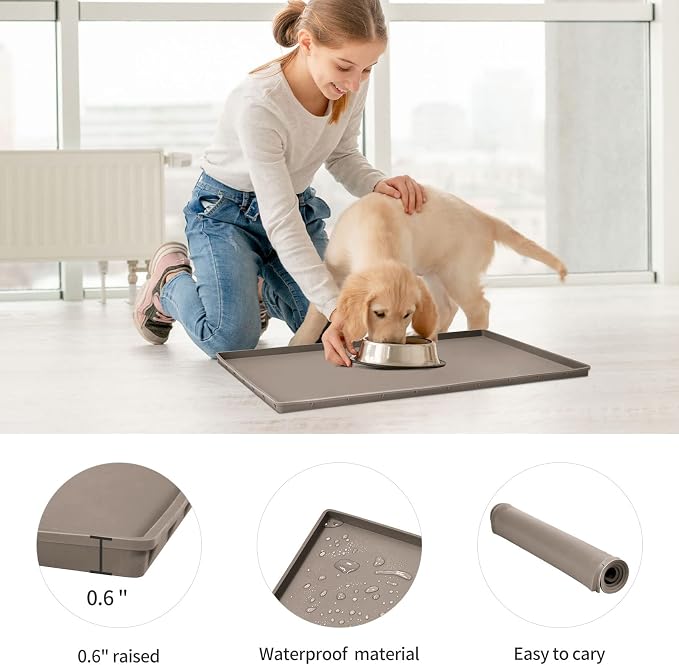 Silicone Dog Food Mat Waterproof Pet Feeding Tray for Small Medium Dogs
