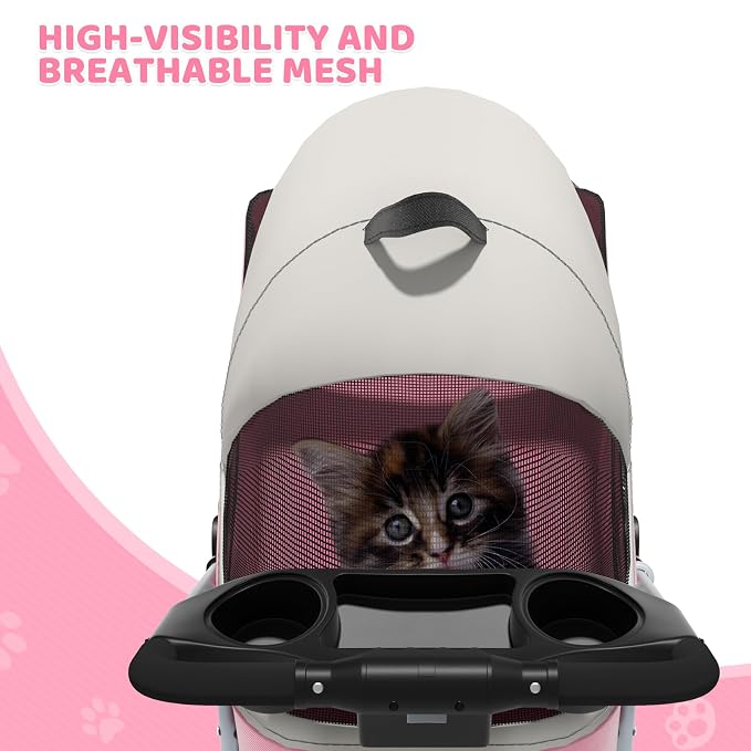 Magshion 3-in-1 Foldable Pet Stroller for Small to Medium Dogs and Cats | Dog Travel Jogger with Detachable Carrier, Cup Holder & Storage Basket, For Small/Medium Dogs & Cats Up to 33 lbs