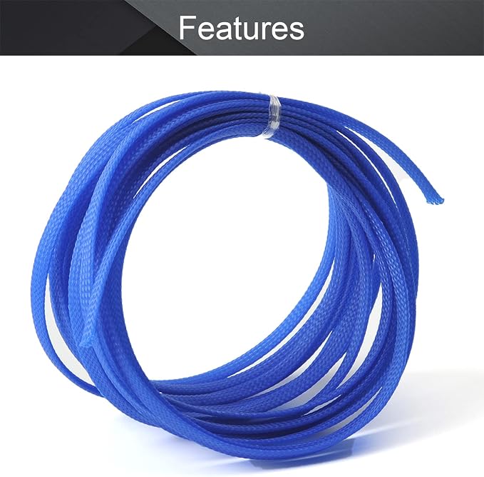 Othmro 16.4ft PET Flexible Expandable Braided Cable Sleeve 0.23inch Width Wire Loom Sleeving and Organizer Flexible Wire Mesh Sleeve for TV Audio PC Cords from Pets Chewing Blue