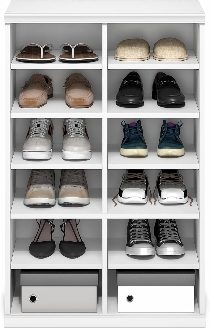 Furinno FANO Closet Organizers and Storage, 12-Cube Closet Organizer with Adjustable Shelves, Stackable Open Shelf Closet Shelves, 15.9 x 23.6 x 36.2 for Wardrobe, Bedroom, Living Room, White