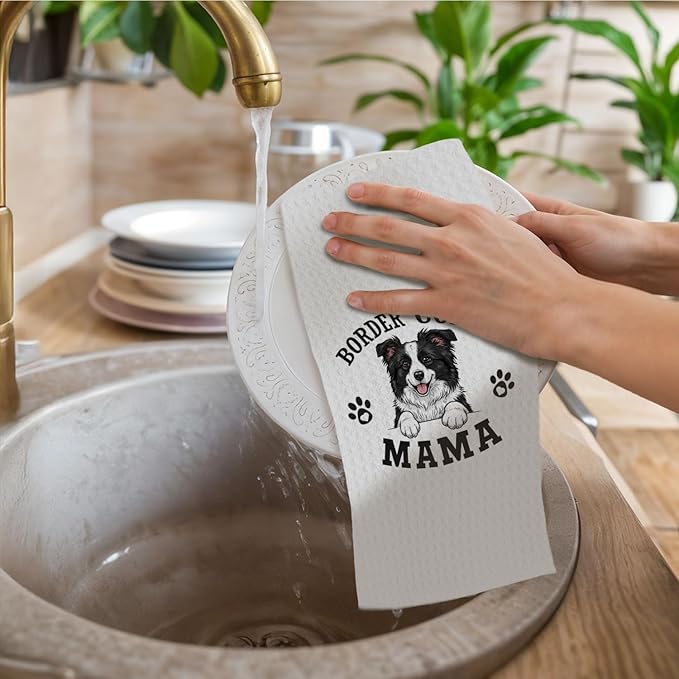 Border Collie Kitchen Towels, Dog Mama Border Collie Gifts for Women & Dogs Moms, Dog Lover Gifts Decorative Hand Towels for Bathroom, 16x24 Inch