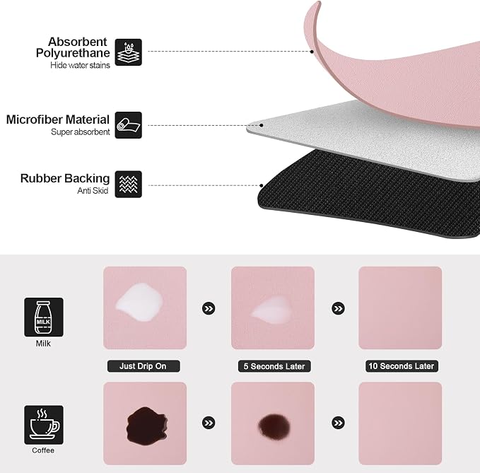 Ecotrim Coffee Mats for Coffee Bar Accessories, Pink 12" x 19"