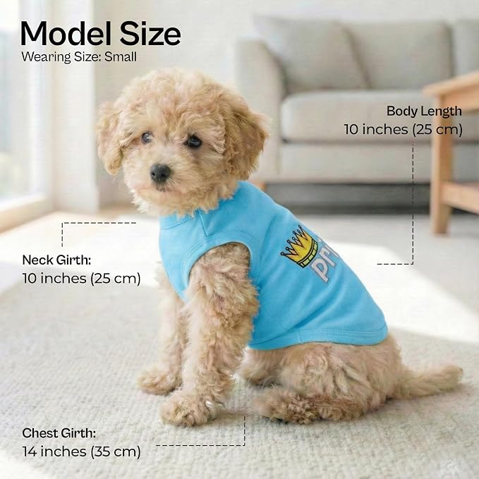 Parisian Pet Dog Shirt – 100% Cotton Shirts for Small Dogs – Blue Sleeveless Puppy Clothes – Lightweight and Breathable Dog Apparel – Boy Dogs Clothes - Stretchy Pet T Shirts