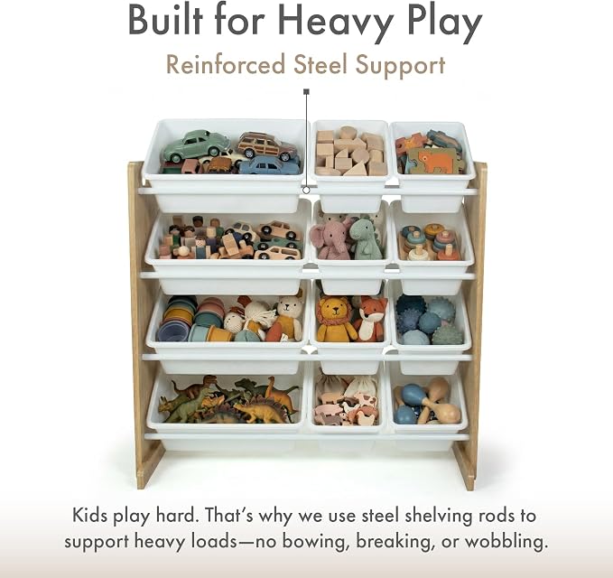 Humble Crew Kids Toy Organizer with 12 Bins, 4 Tier Storage for Playroom