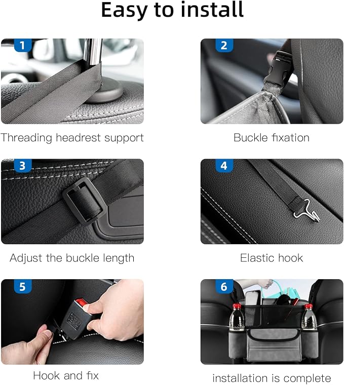 JEYODA Car Suede Seat Organizer High-capacity Seat Back Pouch Central Storage for Pickup SUVs Double-sided Tissue Storage Handbag Holder Car Accessories (Grey)