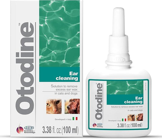 ICF Otodine Dog Ear Cleaner Solution Drops for Itchy Ears, Infections, Head Shaking, Scratching, Wax, Debris & Odor - Tris-EDTA Flush - Gentle & Safe for Cats & Puppies - 100ml