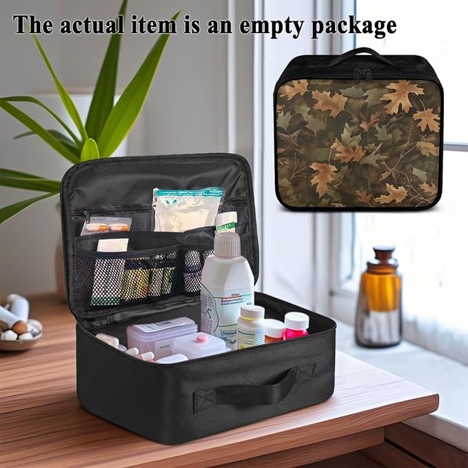Rnyleeg Hunting Camo First Aid Bag Empty Large Portable First Aid Kit for Home Emergency Medical Kit for Business, Camping, Car, Office, Travel Medical Bag