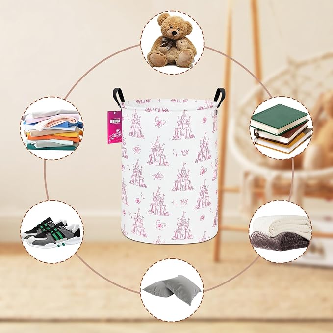 Castle Storage Bin Nursery Organizer Basket | Organizer Bin Dirty Clothes Collapsible Waterproof for College Dorms, Boys and Girls Bedroom,Bathroom
