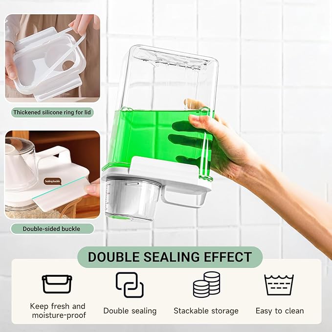 Cereal Storage Container-4PCS Airtight Kitchen Food Storage Organizers BPA Free Food Dispenser with Pouring Spout Handle for Rice Flour Pasta Grain, Pet Dog Cat Bird Food Storage Container (77.7oz）
