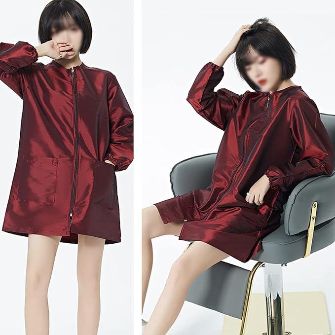 Polyester Professional Salon Smock Hair Stylist Jacket | Water-resistant Haircut Cape, Pet Grooming Workwear, Barber Apron