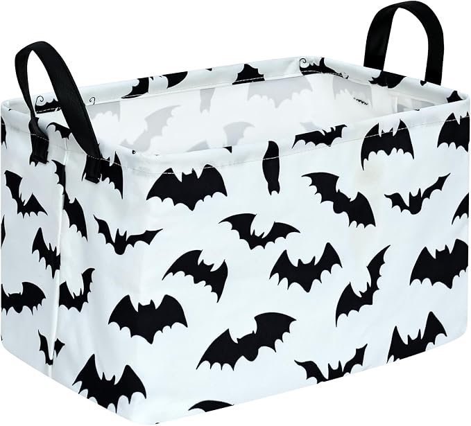 Kid Clothes Storage Basket Gift Shelf Basket Toy Storage Bin, Nursery Basket Organizer Box for With Handles for Room Deco Bat Pattern