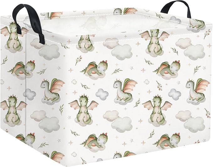 Rectangular Baby Girl Basket Kids Baby Storage Basket Storage Bin Organizer Box Room Decor(Cute Dinosaur)