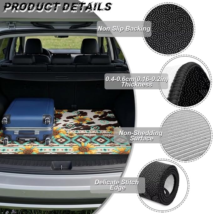 Howilath Southwest Aztec Sunflower Car Trunk Mat for SUV – All Weather Trunk Liner, Car Cargo Liner Non-Slip Cargo Mat, Universal Fit Rear Trunk Protection, Vehicle Interior Accessories