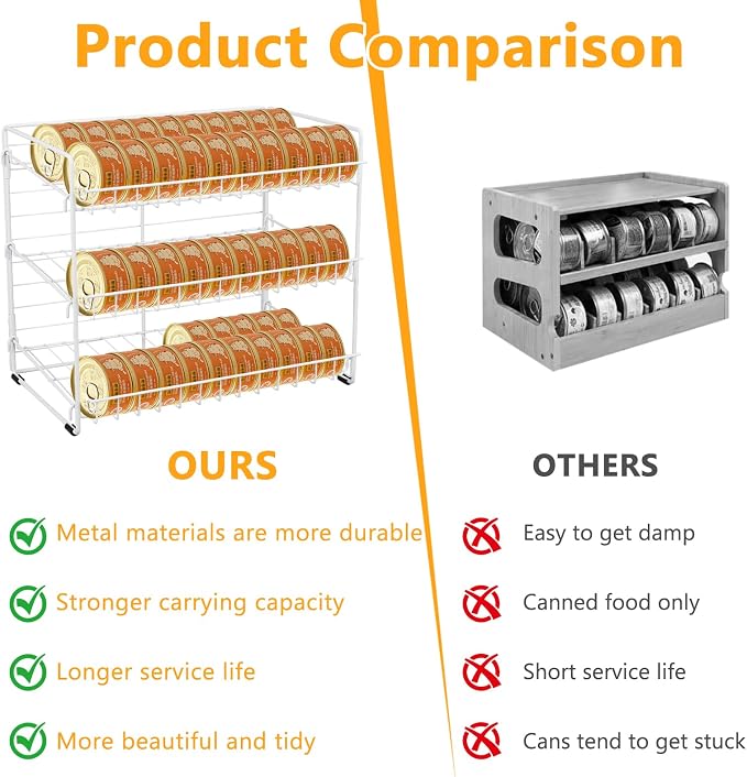 FMOACEN Cat Food Organizer, 3-Tier Stackable Iron Shelf for 45 Cans (3oz) - Pet Food Dispenser, Kitchen Pantry Storage Rack Cabinet, Canned Cat Organizer for Home & Shop