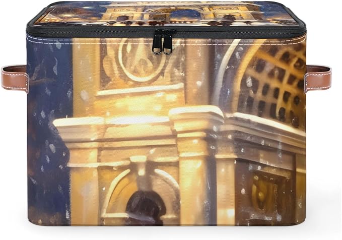 Arc de Triomphe Foldable Storage Bin with Lid Zipper | Closet Shelf Organizer, Boxes, Basket Containers for Home, Lidded Storage Cube for Bedroom, Waterproof, with Handles