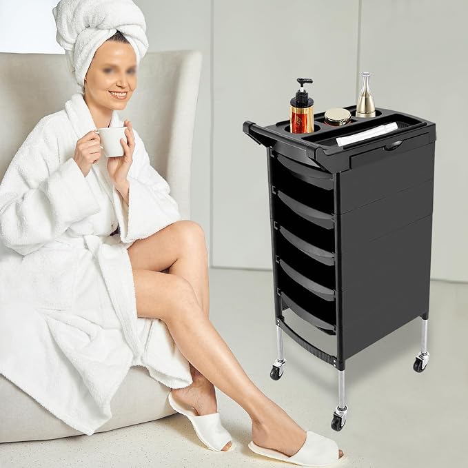 6 Tiers Salon Trolley, 20.5*17.7in Hair Salon Storage Tool Lockable Beauty Storage Organizer Tool Beauty Rolling Trolley Salons Styling Station with Universal Wheels for Beautys Salons Barber Stores