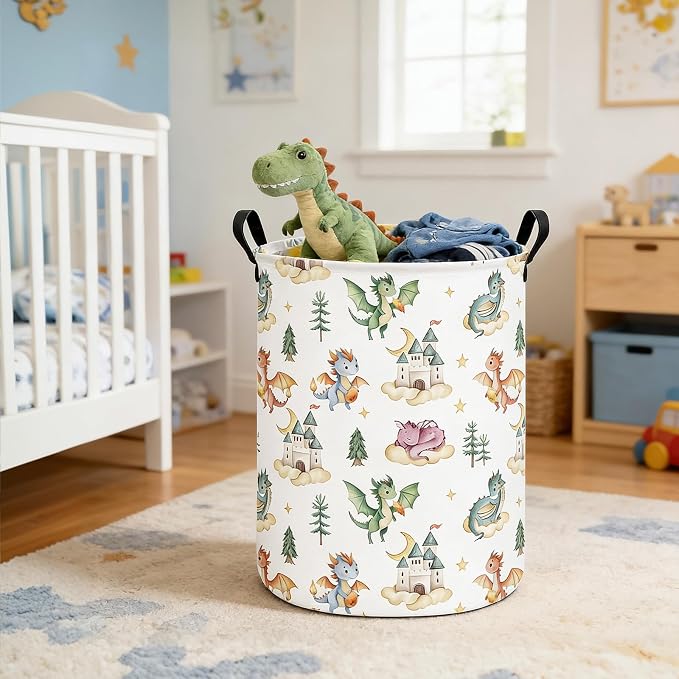 Dragon Fabric Storage Bin Nursery Organizer Basket | Organizer Bin Dirty Clothes Collapsible Waterproof for College Dorms, Boys and Girls Bedroom,Bathroom