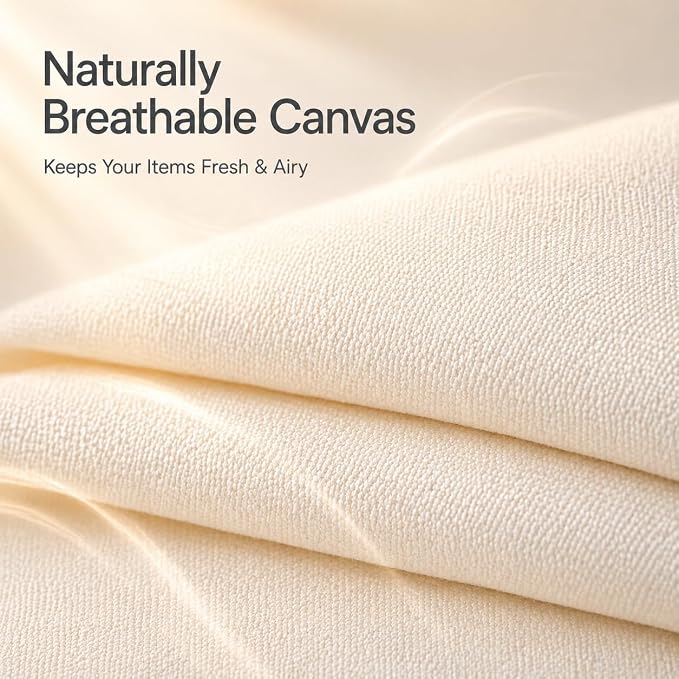 3 Pack Canvas Comforter Storage Bags for Clothes & King Comforters, Natural | 70L Capacity, Dual Zippers, Three Reinforced Handles, Foldable Canvas Design for Comforters, Blankets and Seasonal Clothing