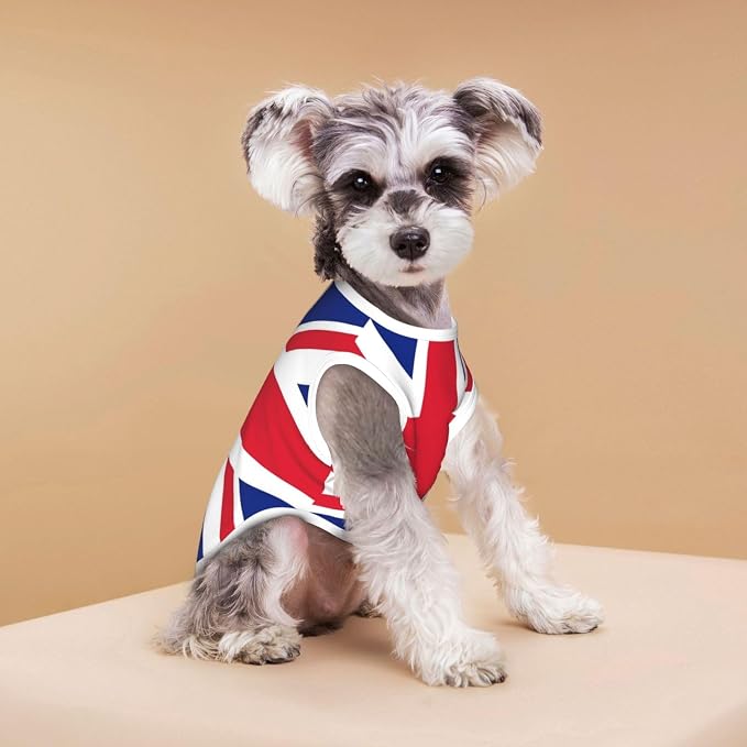 British Union Jack Flag Dog Shirts Sleeveless Puppy Cotton T-Shirts