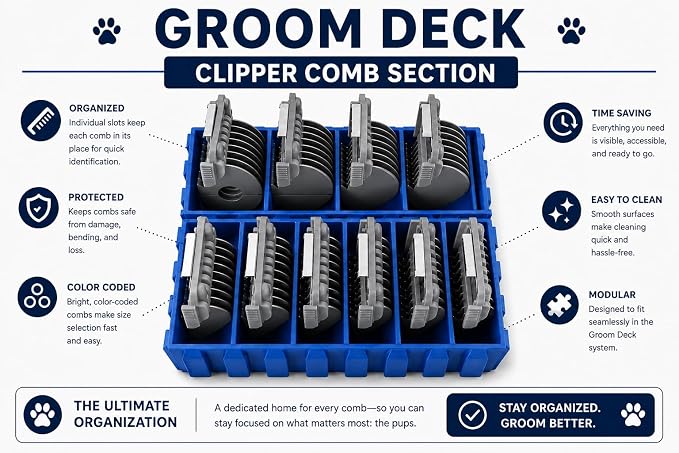 Groom Deck Modular Grooming Tool Organizer - Blue