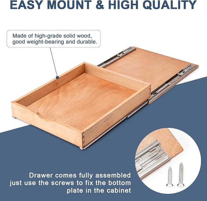 Pull Out Cabinet Drawers - 6x2 Size Options (12-23'W,18-21'D), Pre-Assembled with Soft Close Slides, Solid Beechwood, Easy Installation(26'W x 21'D)