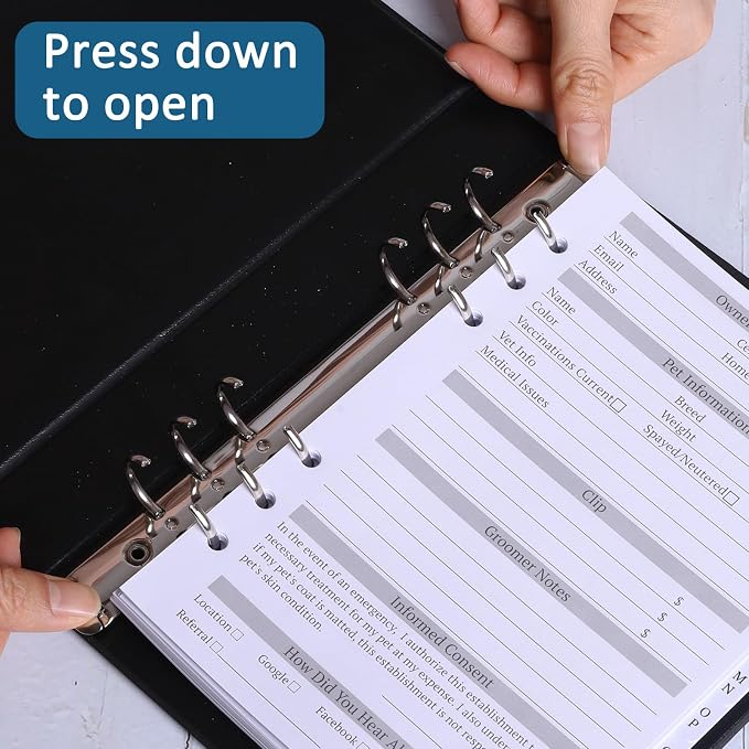 Dog Grooming Cards, Pet Groomer Client Profile Book-Binder, Black | Pet Grooming Client Cards, Kennel Care Client Record Book, Client Profile Cards Dog Grooming Salon