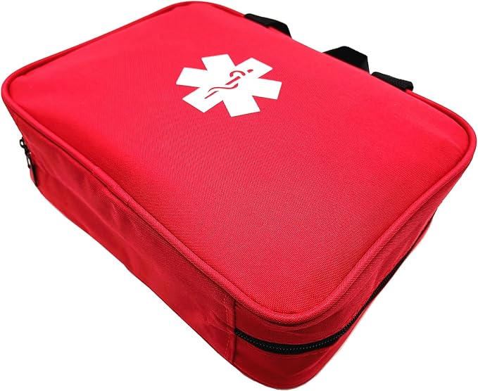Red First Aid Bag Empty Travel Rescue Pouch First Responder Storage Medicine Emergency Bag for Car Home Office Kitchen Sports Outdoors (Red QZB)