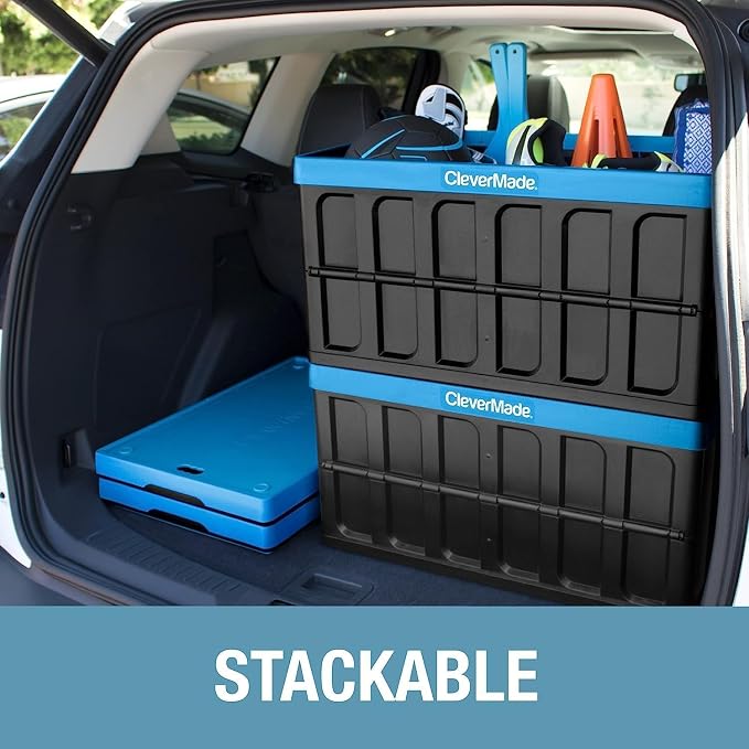 Collapsible Storage Bin (With Lid) (100% Recycled) - 46L - Obsidian (3PK) | Keep Stored Items Covered and Stackable | Each Bin Holds 75 lb, the Lid Stores Underneath, and the Crate Folds to 2.5 Inches