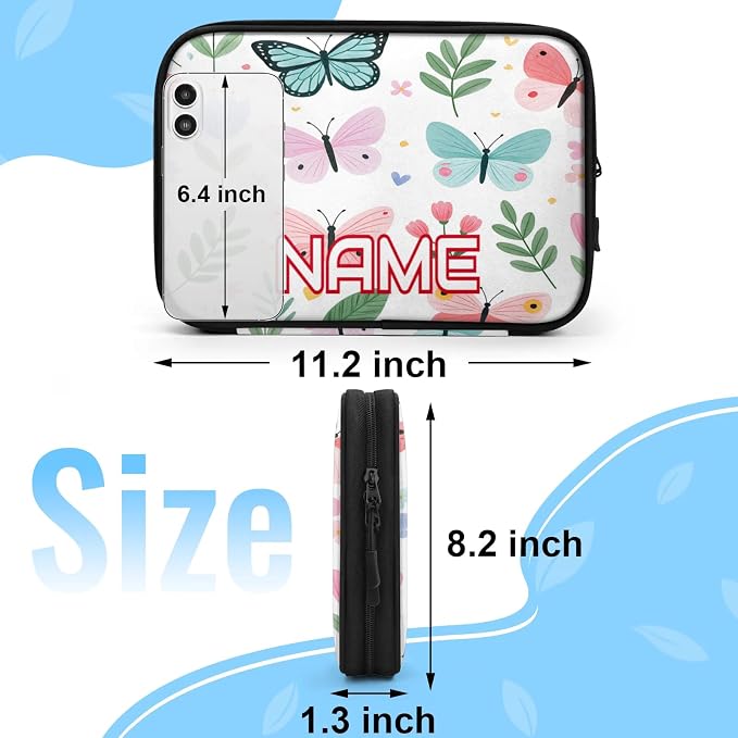 Custom Electronics Organizer Pastel Butterfly Travel Cable Pouch Large Tech Accessories Case Waterproof Cord Storage Bag for Power Bank Charger Phone Earphone