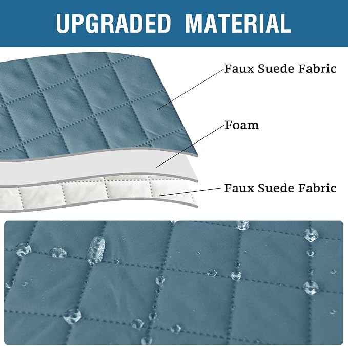2 Pack Water Resistant Armrest Covers for Chairs and Sofas Couch Arm Covers for Sofa with 3 Pockets for Phone Sofa Arm Protector for Pets, Cats (Dusty Blue)
