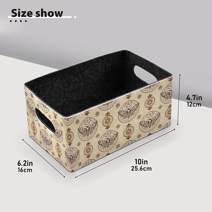 Emelivor Gothic Butterfly Star Storage Basket Bins Set (2pcs) Felt Foldable Storage Bins with Handles Closet Storage Bin for Nursery,Kids Room,Clothes,Towels,Magazine