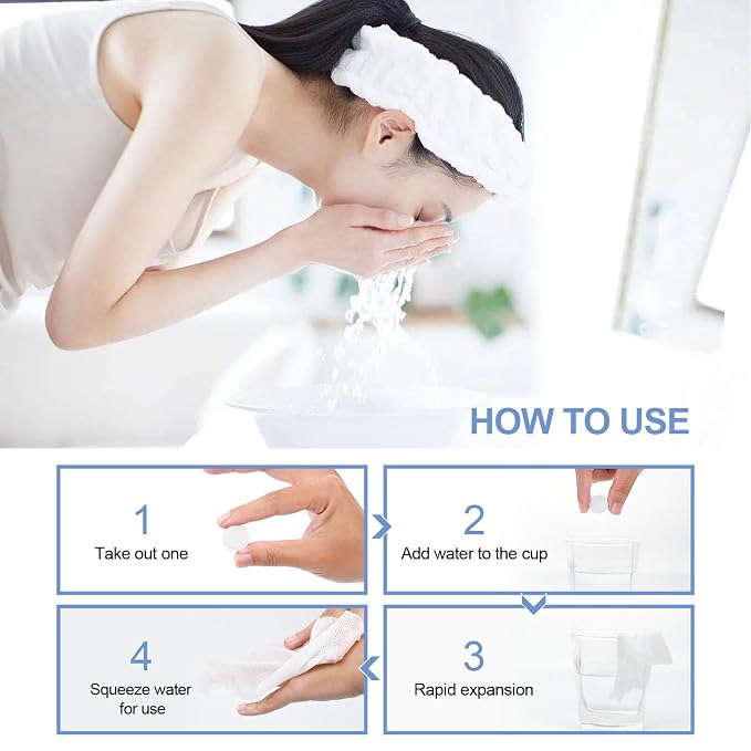 Disposable Compressed Towels, Compressed Towel Tablets, 100 Count | Soft Biodegradable Compressed Towels, Compact Portable For Travel, Camping, Sports, Salon, Kitchen, 3s Quick Absorb, Reusable