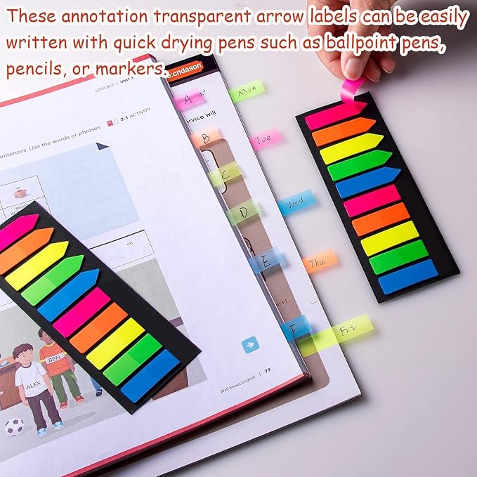 10 Sets of Colored Stickers, Transparent Fluorescent Index Labels, Flag Stickers, Stationery, Children's Gifts, School and Children's Office Supplies, Stickers for Page Marking and Sticky Tabs
