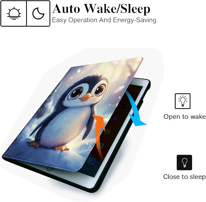 for Microsoft Surface Pro 8-13" 2021 Tablet Case,Auto Wake/Sleep,Adjustable Stand Protective Cover - Cute Penguin