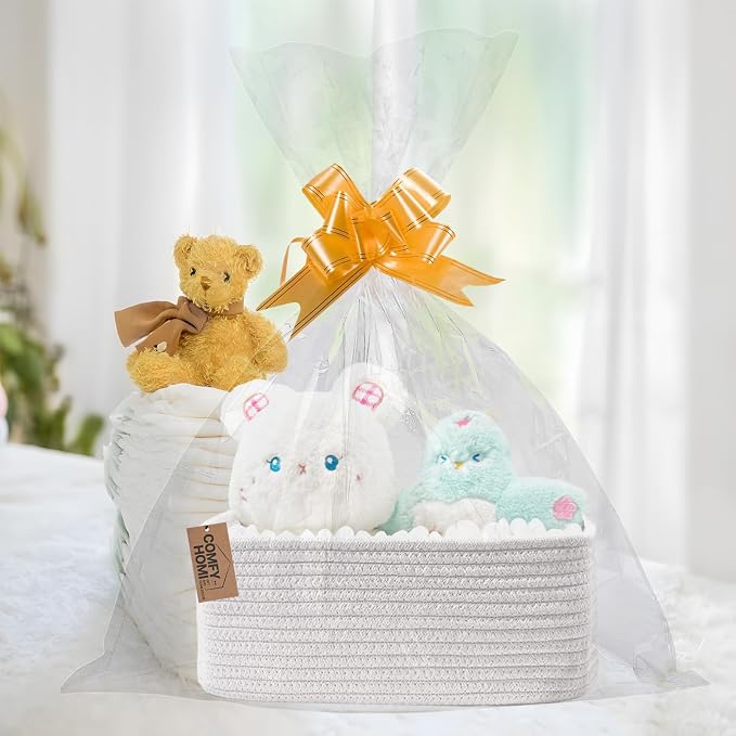 COMFY-HOMI 11.5"x7.5"x4.7" Storage Baskets for Organizing | Cotton Rope Woven Basket | Toy Storage Bin Box | Basket for Shelves, Closet Organizer Bin, Decorative Closet Shelf, 1 Pack