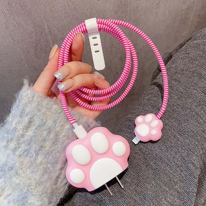 ZOSTLAND 5 in 1 DIY 18W 20W Heart Shape Protector Data Cable USB Charger Line Earphone Wire Saver Organizer Compatible with iPhone 11 12 13 14 15 Pro Max