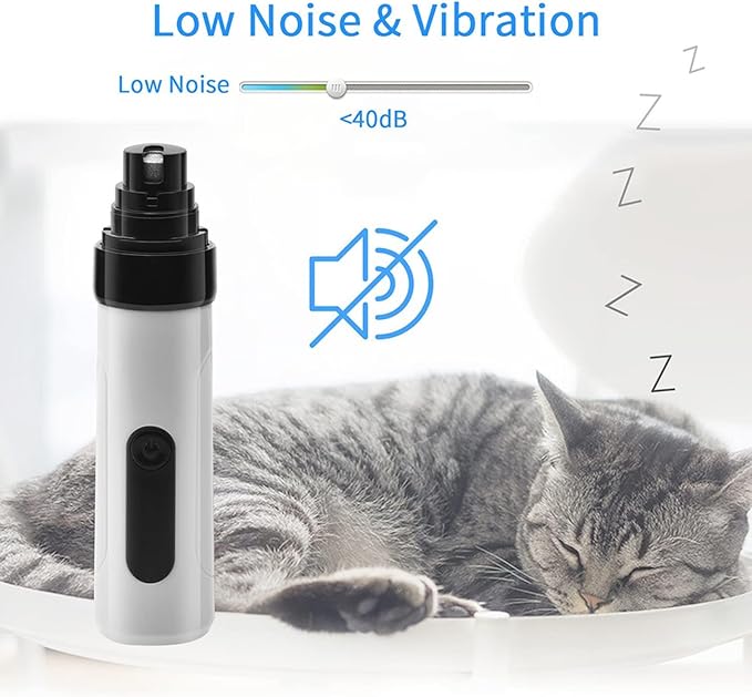 pawyzie Dog Nailgrinder Quiet with 3 Ports, 2 Speeds, Pet Nail Clipper Grinder for Large Medium Small Dogs, Puppies, Cats (Whtie*1)
